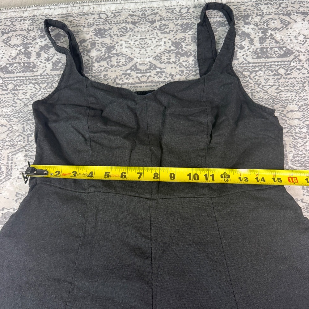 Old Navy Womens Dress Size L Large Black Linen Blend Midi Smocked Tank Sun Dress - Picture 3 of 10